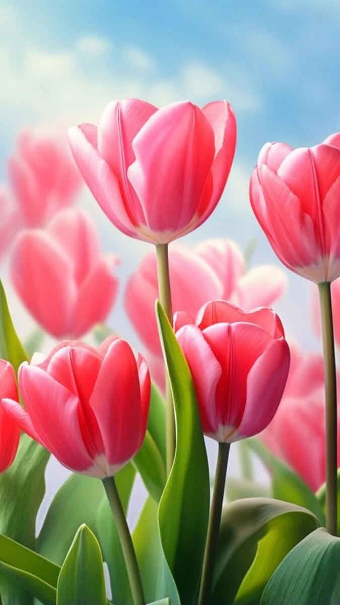 Ảnh nền hoa Tulip màu hồng 3D cho iPhone (4)