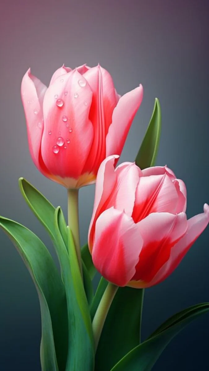 Ảnh nền hoa Tulip màu hồng 3D cho iPhone (9)