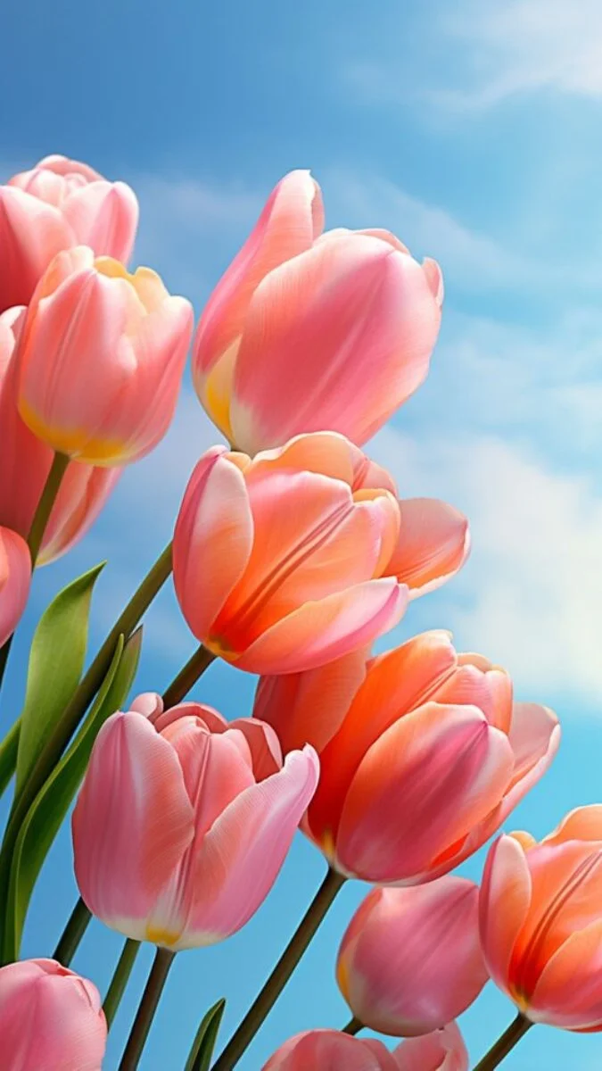 Ảnh nền hoa Tulip màu hồng 3D cho iPhone (3)