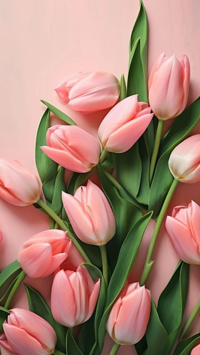 Ảnh nền hoa Tulip màu hồng 3D cho iPhone