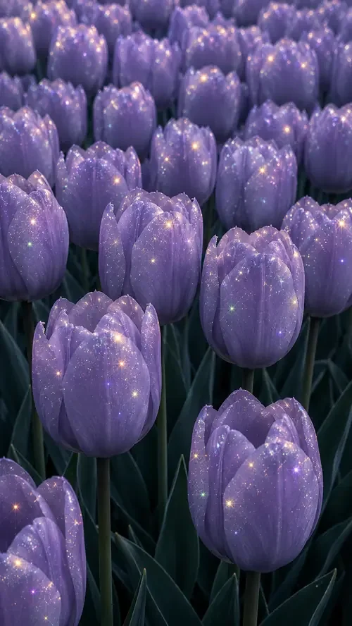 155 Hình Nền Hoa Tulip Lung Linh mềm mại dưới những hạt sáng li ti ánh ngọc trai