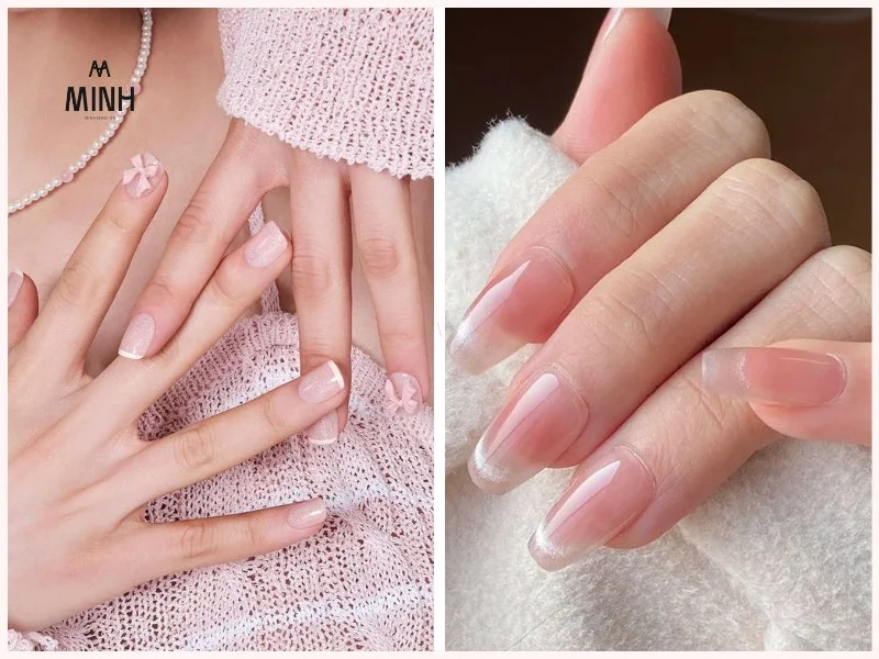 Móng tay đẹp họa tiết hoa hồng trắng